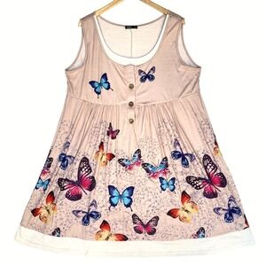 Vtg Butterfly Bratzcore Babydoll‎ Layered Hekka Dress Womens XL Y2k 2000s